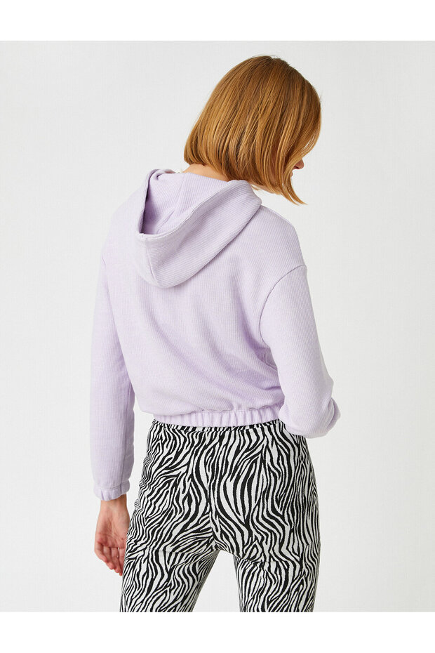 Kapüşonlu Triko Sweatshirt - 4