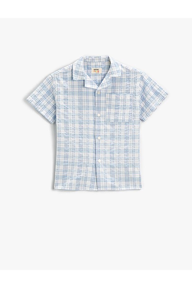Short Sleeve Shirt Plaid with Pocket