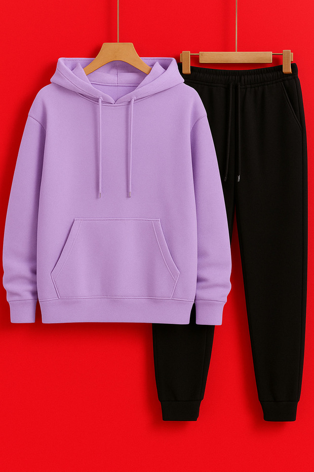 Team Hooded Sewat Black Bottom Top 2-Piece