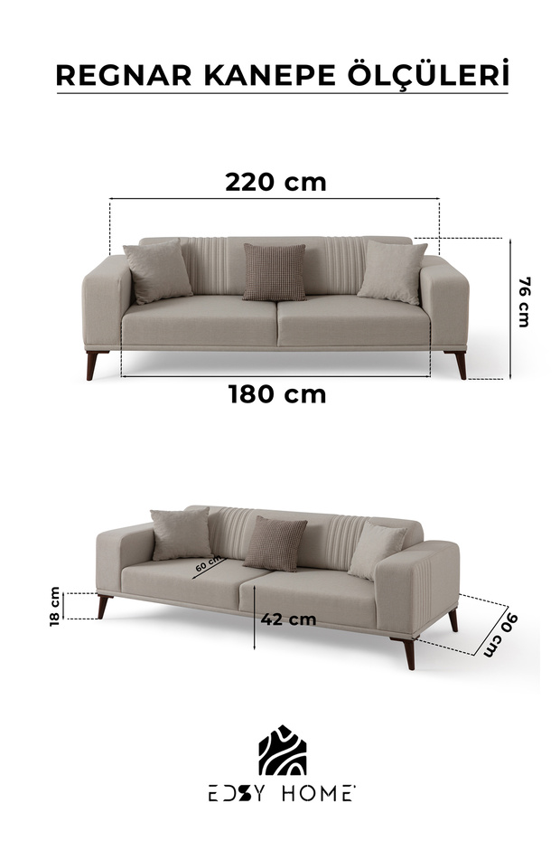 Regnar 3+3+1+1 Koltuk Takımı Krem - 5