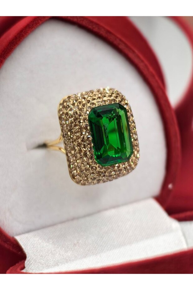SOLID GREEN STONE RING - 1