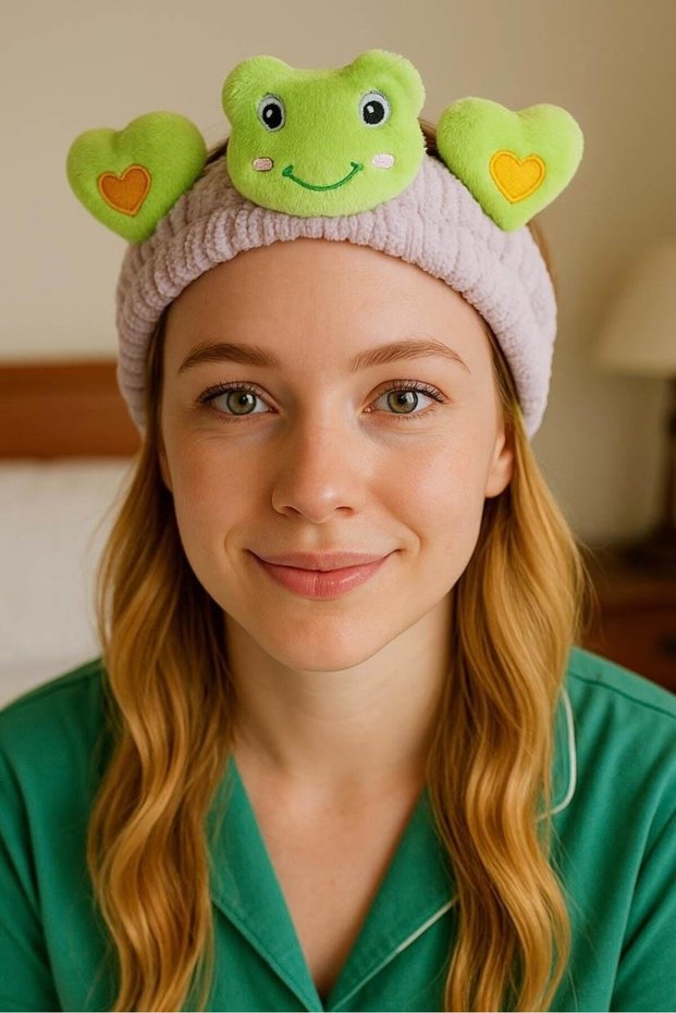 Purple and Green Color Frog Figured Plush Hair Band