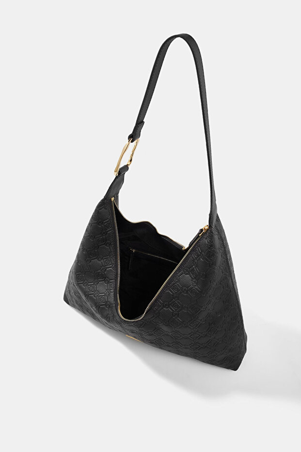 SİYAH MONOGRAM DERİ ÇANTA - 7