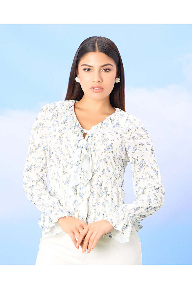 Women White Printed Top