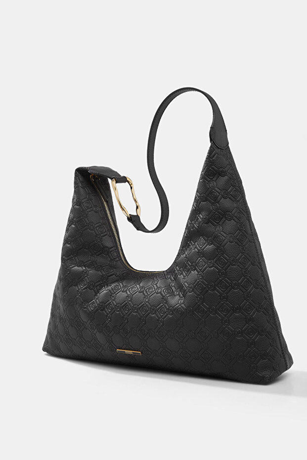 SİYAH MONOGRAM DERİ ÇANTA - 6