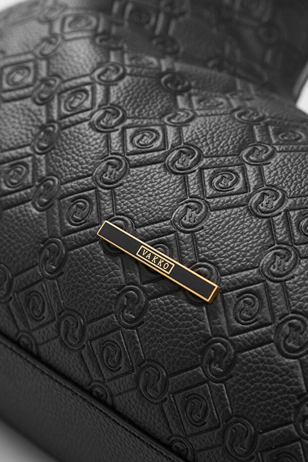 SİYAH MONOGRAM DERİ ÇANTA - 5