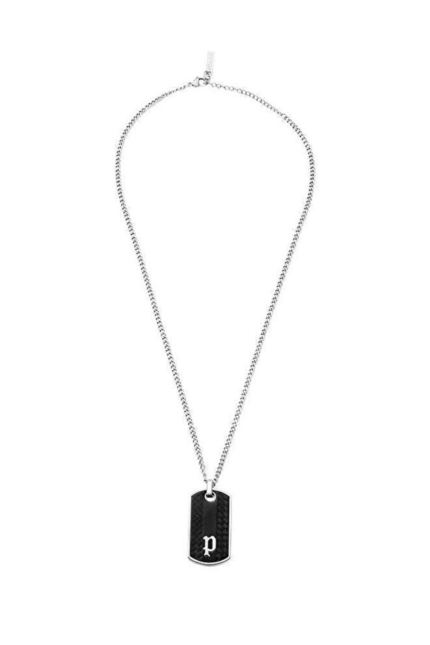 Hang Stainless Steel Gents Necklace With Black Plating Inlay
