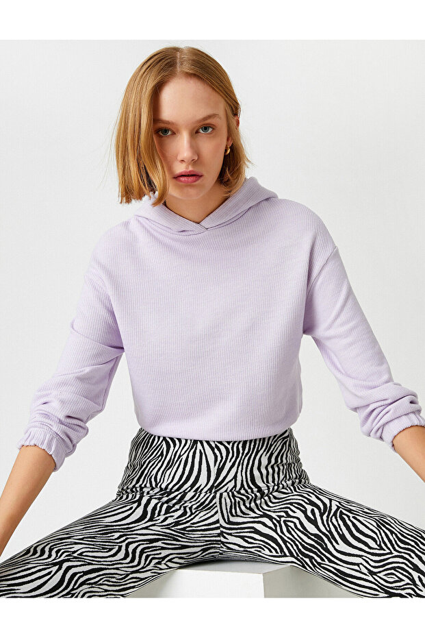 Kapüşonlu Triko Sweatshirt - 2