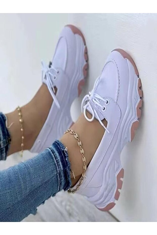 Women’s Casual Lace‑Up Sneakers Lightweight, Breathable, Cushioned, TPR Outsole