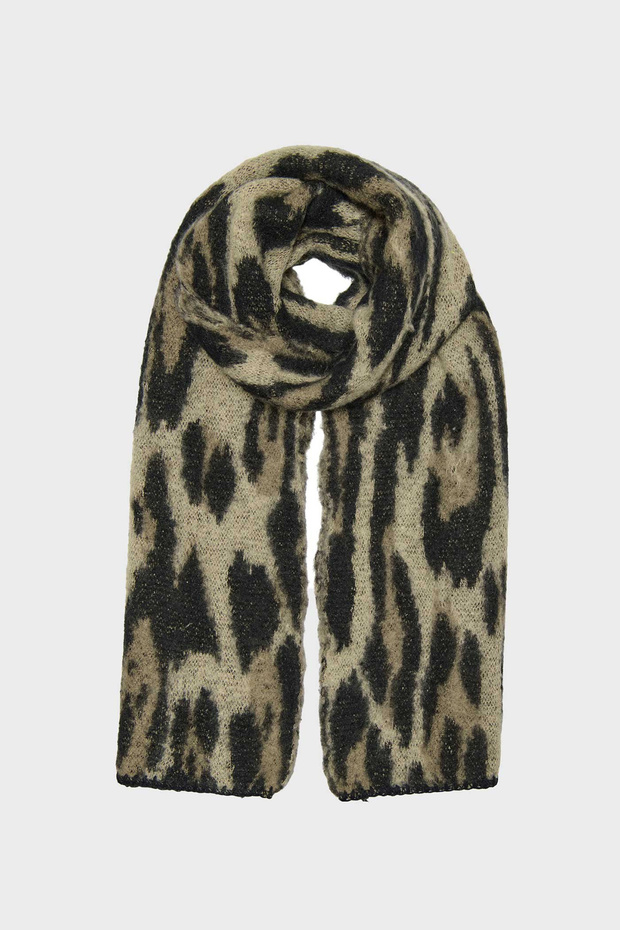 Women's Patterned Soft Textured Knitted Scarf 15350197 Beige