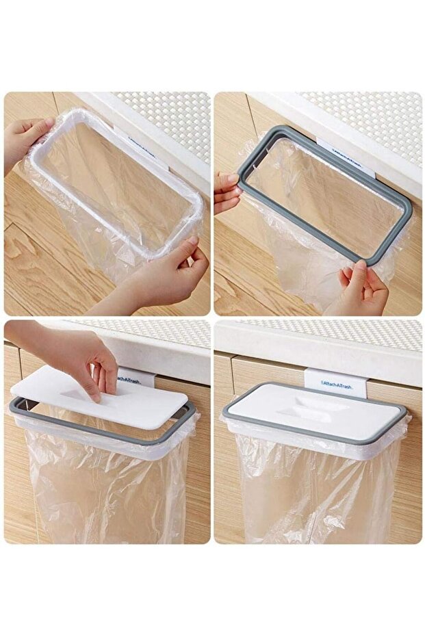 Attach A Trash Cupboard Door Back Trash Rack Storage Garbage Bag Holder Hanging Kitchen Cabinet