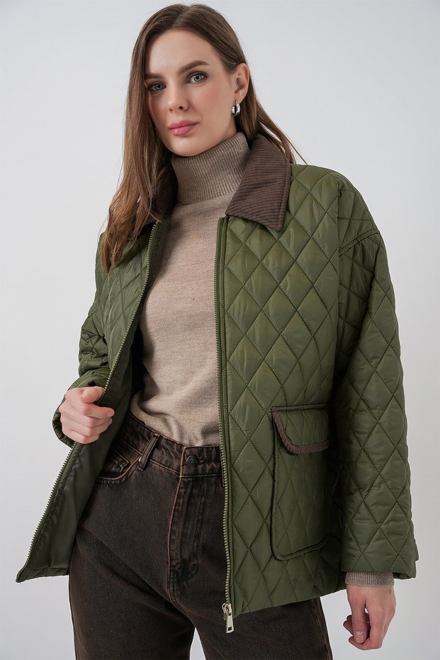 Women's Quilted Oversize Coat 5229 - Khaki