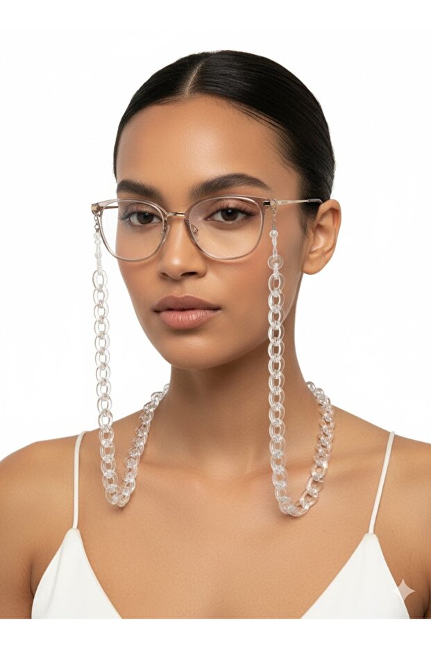 سلسلة نظارات بتصميم سميك من الأكريليك الشفاف