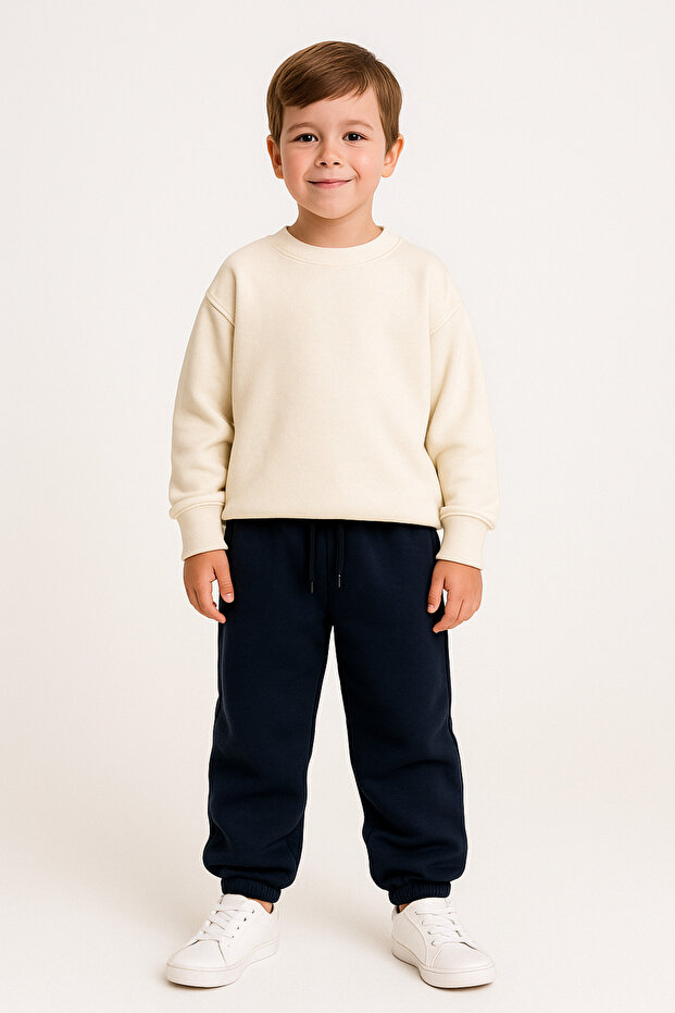 Boy's Navy Blue Inside Sh Fleece-Lined Sweatpants, Ages 5–14, Cotton