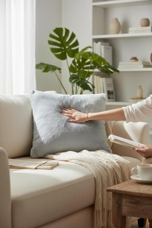 غطاء وسادة موسيل الناعم باللون الأزرق | 45×45 سم | ملمس ناعم، تصميم زخرفي متين وأنيق