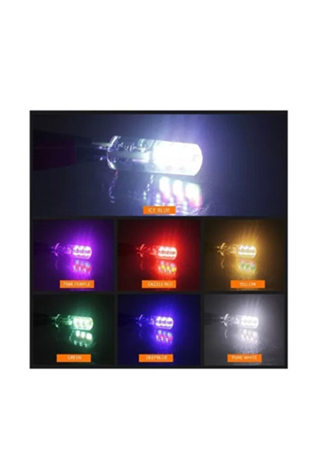 Set of 2 RGB LED Car Bulbs with Remote Control, T10 socket with BALLS/ 192 / w5w, power 2W - 3