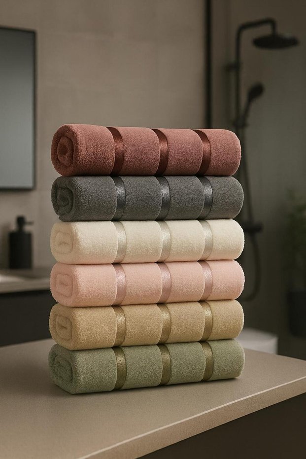 Harmony Boxed 6 Pieces of 50*90 Velvet Towels |   Towel & Towel Set |   Dowry Towel |   Bath Towel