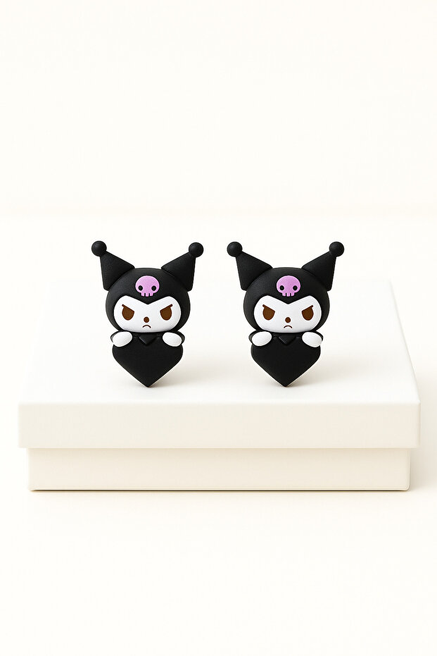 Kuromi Design Tarnish-Free Stainless Steel Anti-Allergic Earrings for Silver Needle Pierced Ears