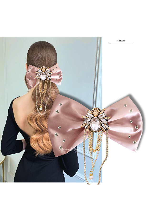 Pink Satin Chain with Stone Automatic Special Design Buckle,003