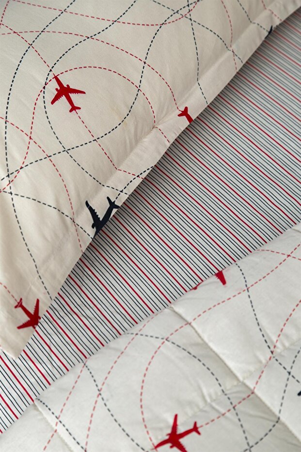 Plane Tek Kişilik Yatak Örtülü Set - 2