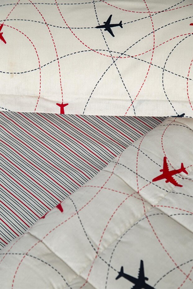 Plane Tek Kişilik Yatak Örtülü Set - 4