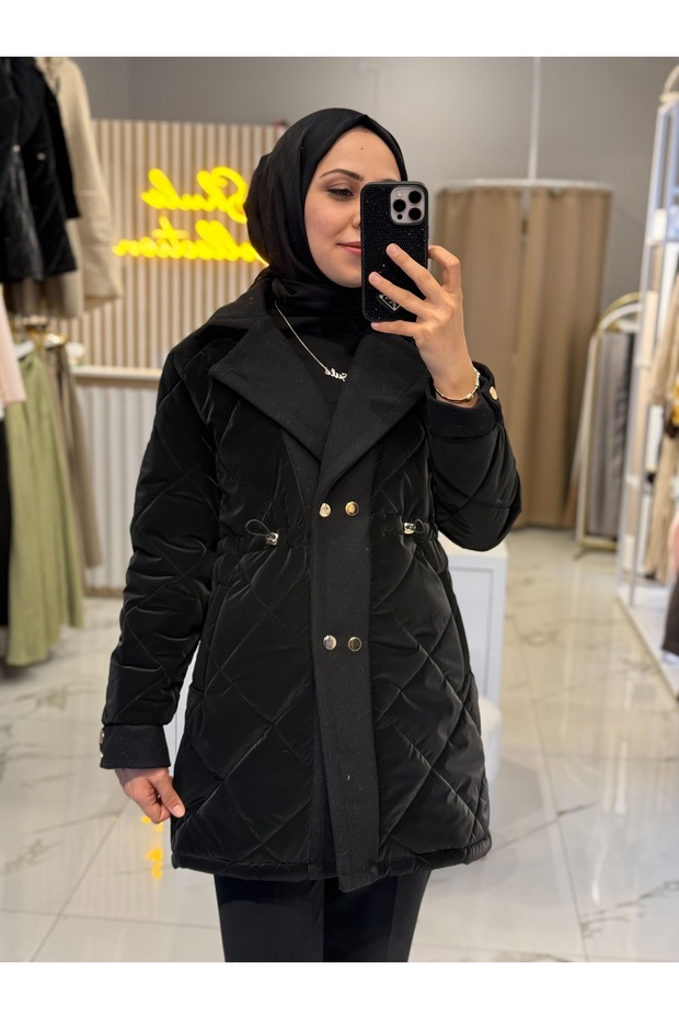 Capitone Şişme Mont Siyah - 3