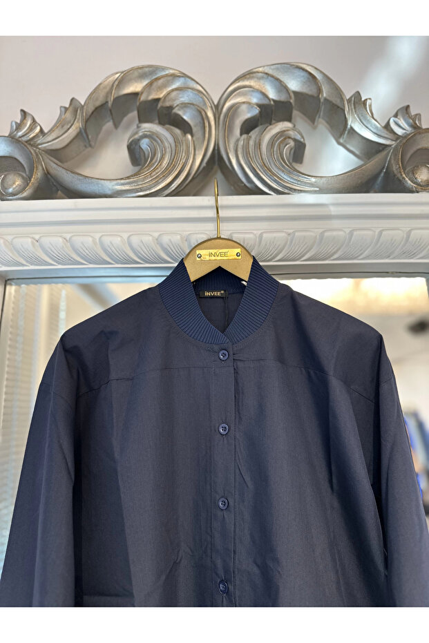 Lacivert Oversize Gömlek - 1