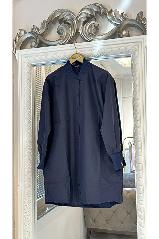 Lacivert Oversize Gömlek - 3