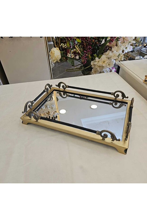 Classic Tray with Rectangular Mirror Antique Yellow 38*26