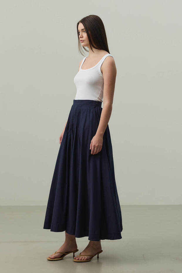 Ribbed Skirt Navy Blue