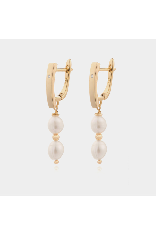 Altın İnci Damla Küpe - 2