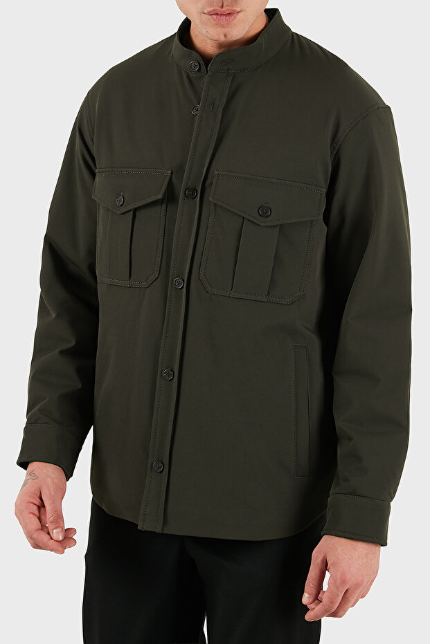 Chest Pocket Detailed Comfort Fit Mock Neck Button Jacket Men's Jacket Em003695 Af18502 U81
