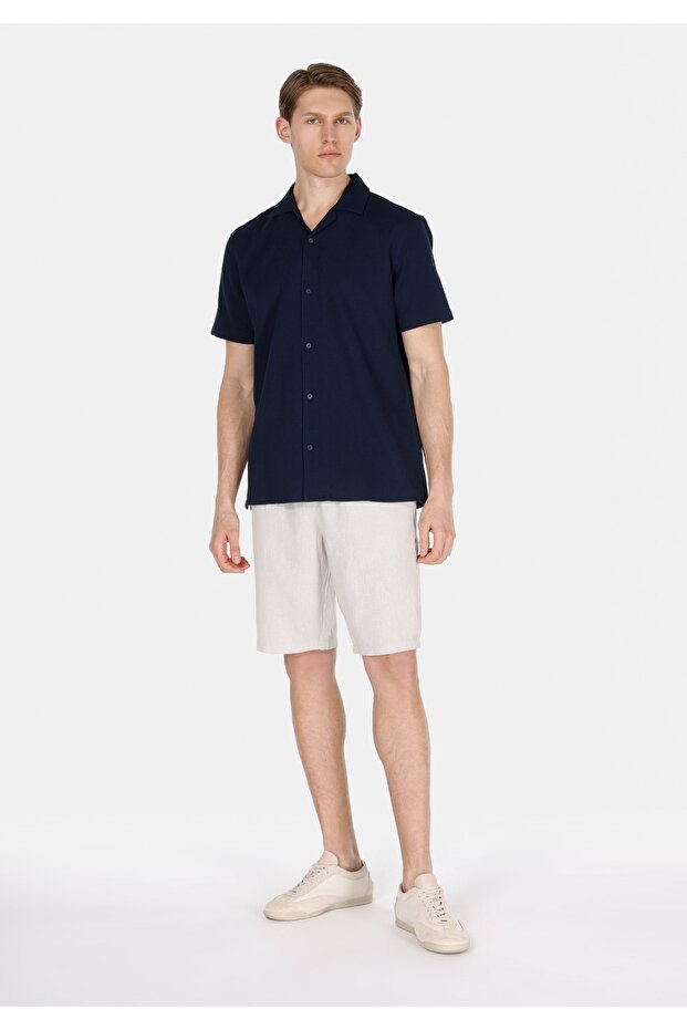 Regular Fit Orta Bel Düz Erkek Taş Şort - 3