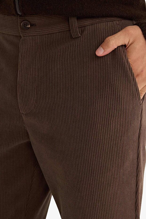 Tailored Regular Fit Düz Paça Fitilli Kadife Pantolon F0462AX25WN - 6