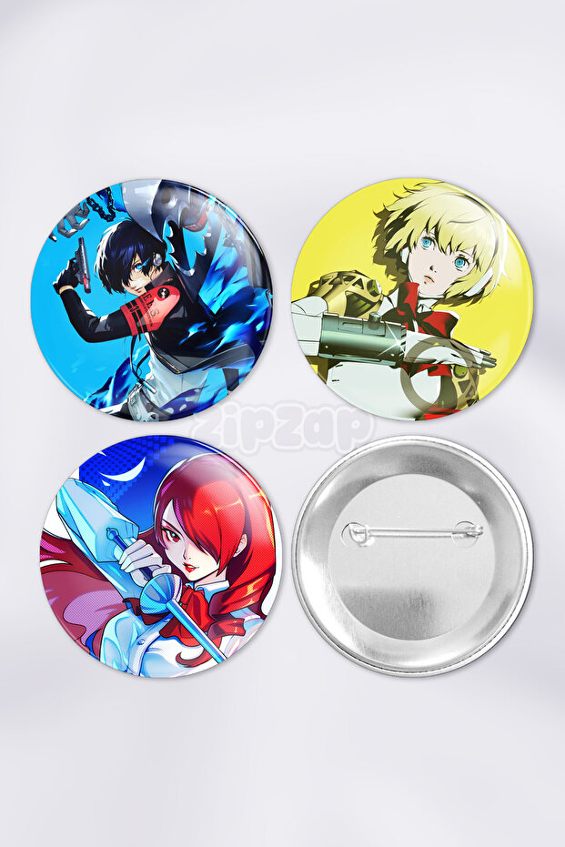 Persona 3 Video Game Bag Ornament Pin Button Badge Set (3 Pcs)