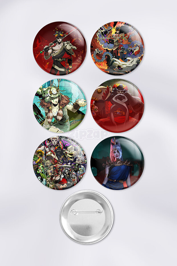 Hades Zagreus Video Game Bag Ornament Pin Button Badge Set (6 Pcs)