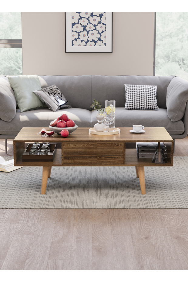 Coffee Table With Large-capacity Storage Double-layer Simple Installation Coffee Table - 3