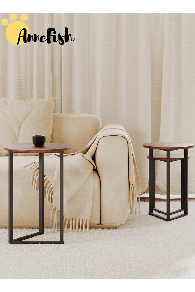 3Pcs Coffee Service Table Set Round Sofa Side Nesting Table End Table Small Coffee Table Couch Table - 5