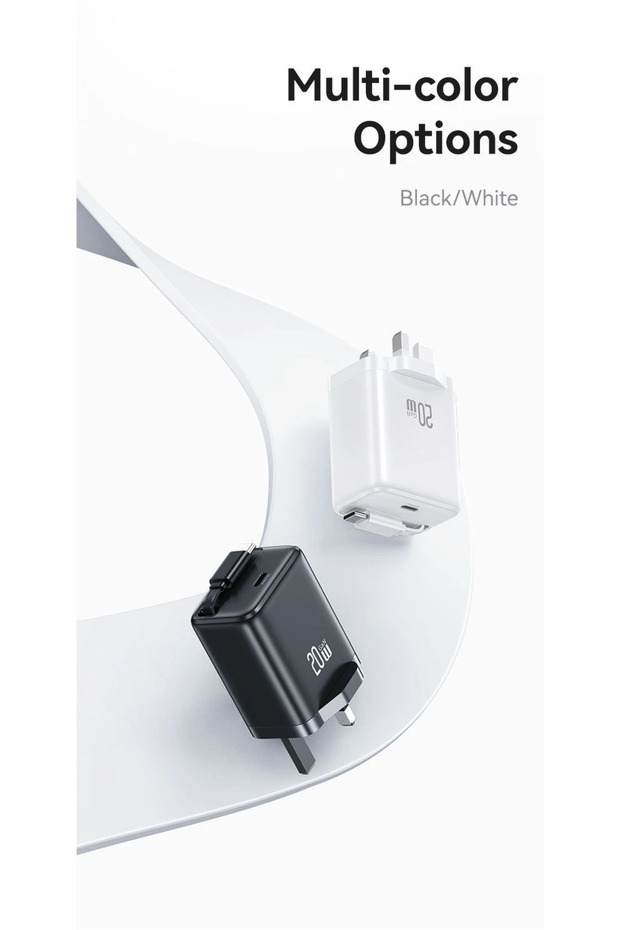 شاحن USAMS 20W مع كابل Type-C قابل للسحب