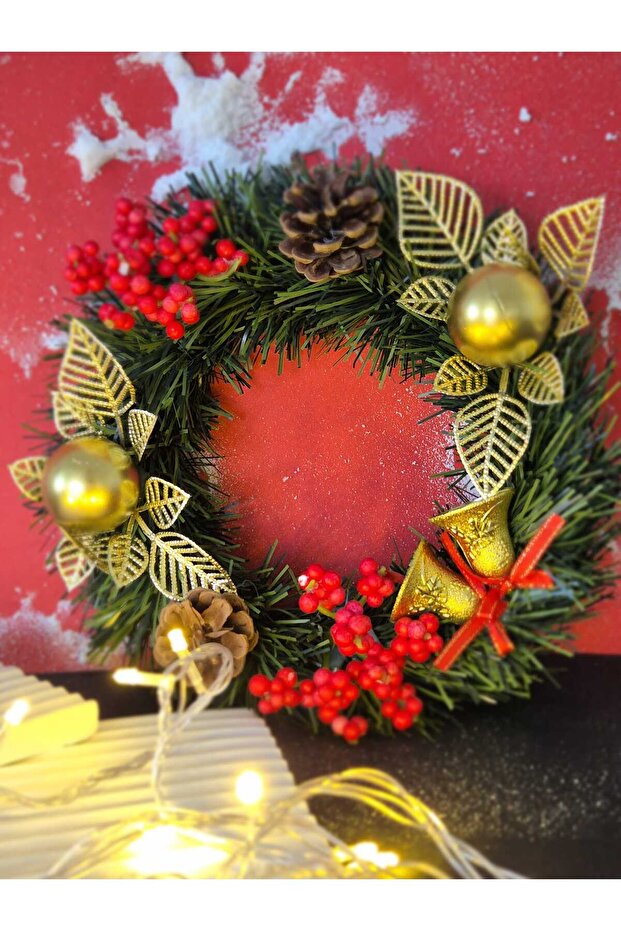 KAPI SÜSÜ KAPI ÇELENGİ 24 CM KOKİNALI YILBAŞI TEMALI - 1