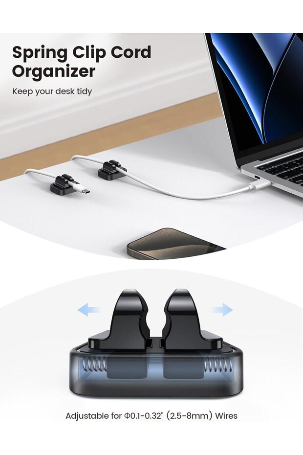 5-Pack Cable Spring Holder Clips Cord Organizer for Desk