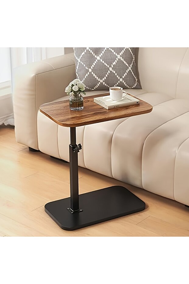 Adjustable Height C Shaped Side Table, 360°Swivel Couch Side Tables That Slide Under - 1