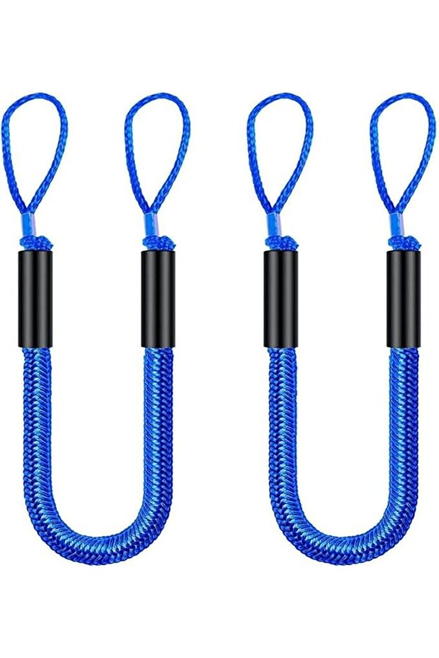 Set of 2 bungee cords 1.2–2.1 m with marine loop – extendable mooring for boat and pontoon - Blue - 1