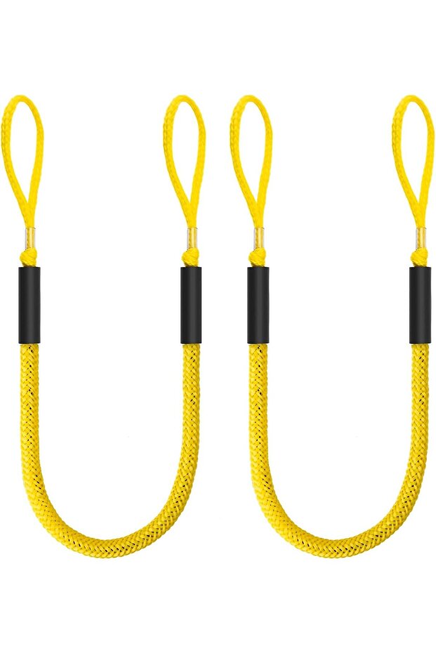 Set of 2 bungee cords 1.2–2.1 m with marine loop – extendable mooring for boat and pontoon - Yellow - 1
