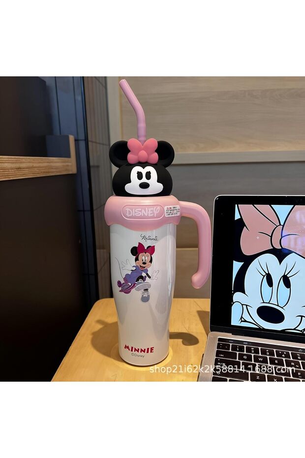 LABUBU FRUITS Flask Cup, Labubu Pop Mart 800ml with Lid, Straw and Handle (60 characters) - 2