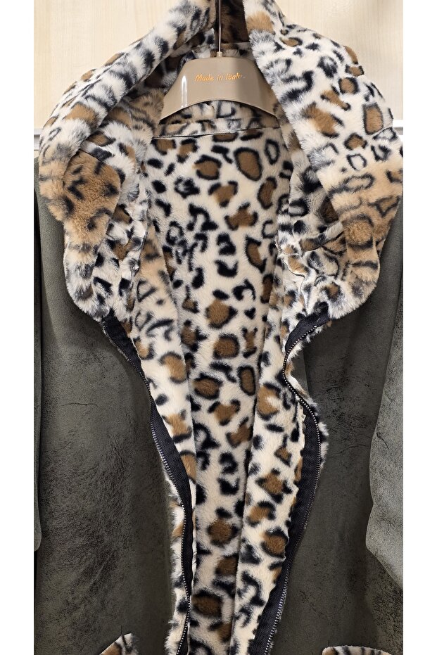 معطف طويل بنمط الفهد - 4