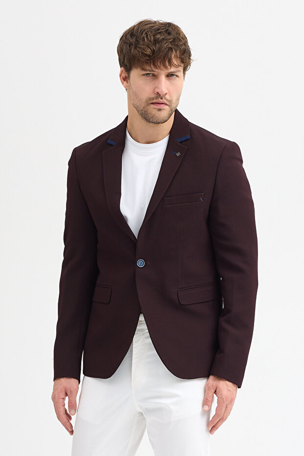 Avr Zoro Men's Dark Burgundy Polyviscon Fabric Flexible Slim Fit Sports Blazer Jacket