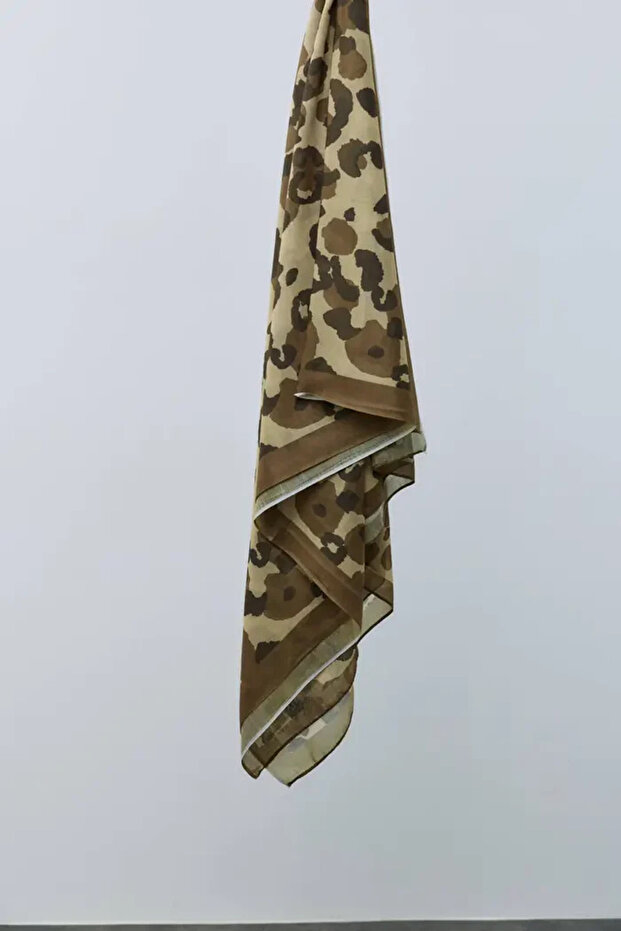 Leopard Pattern Aya Shawl - Dark Bronze - 4