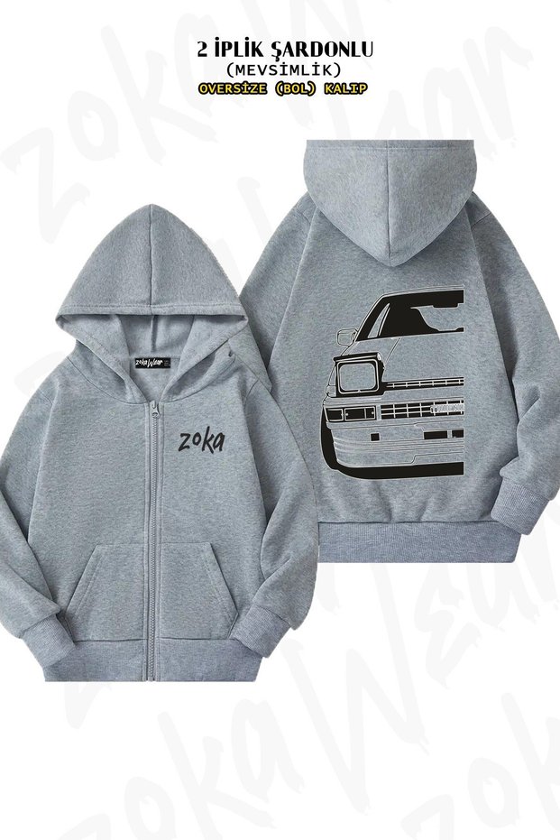 Unisex Toyota Ae86 Hachiroku Trueno Printed Oversized Back Printed Zip Hooded Cardigan