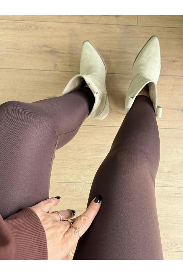 Modal Kumaş İçi Ş Fleece-Lined Tights Brown